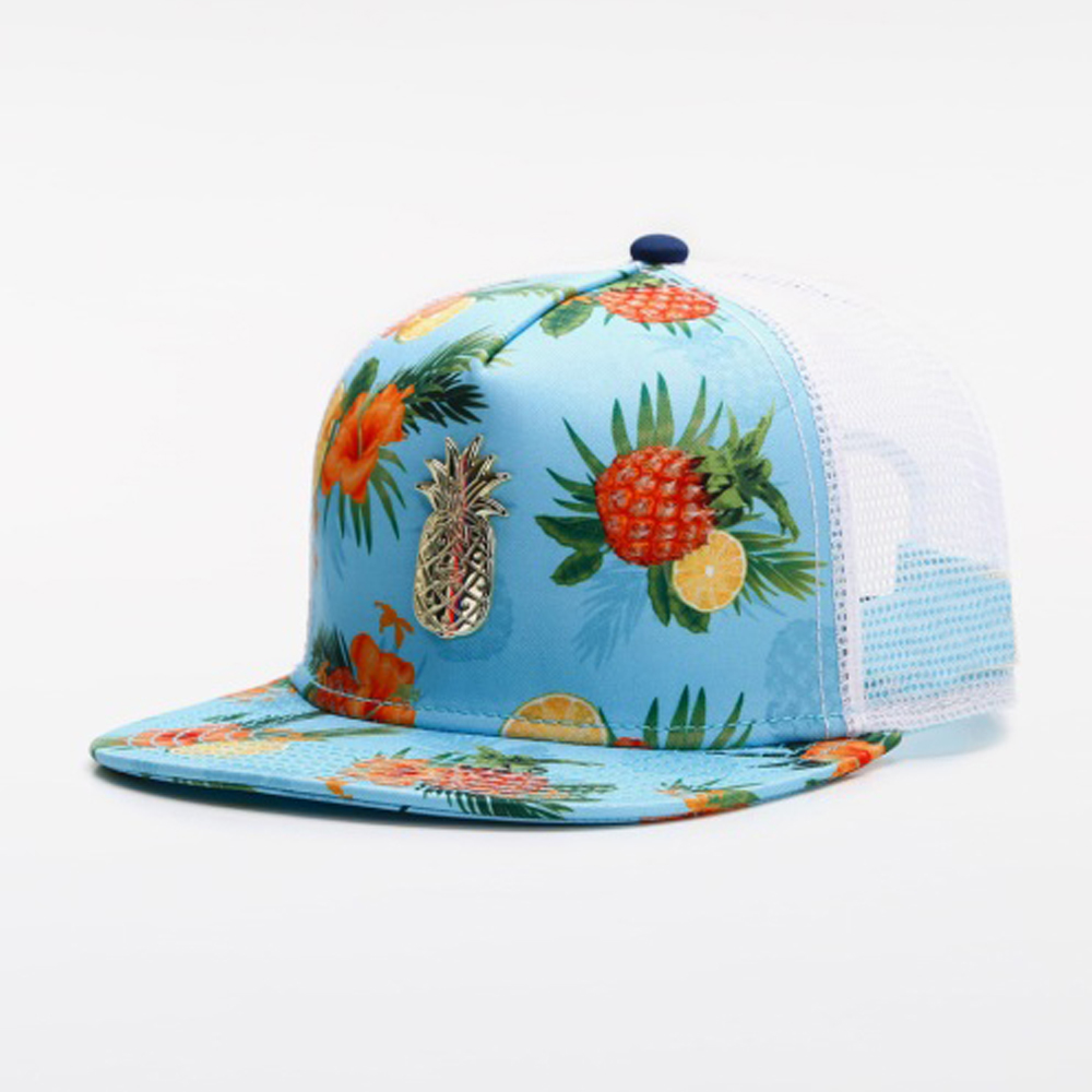 Trucker Cap Mesh - Topi Trucker Cetak Bunga Buah Tropis