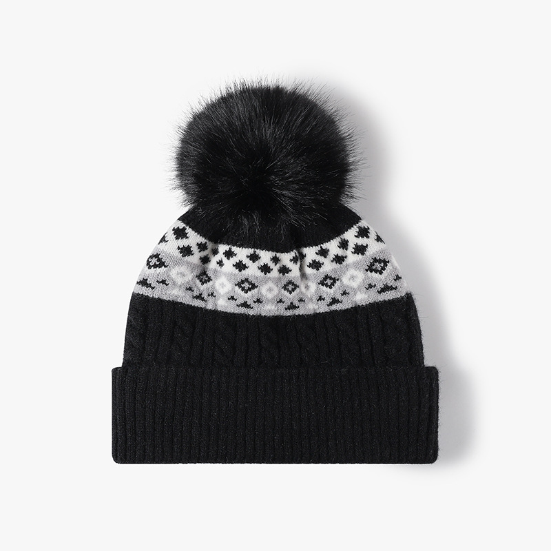 Topi Rajut Kabel Fair Isle Ber - Beanie Cuffed Knit ulasan dan harga